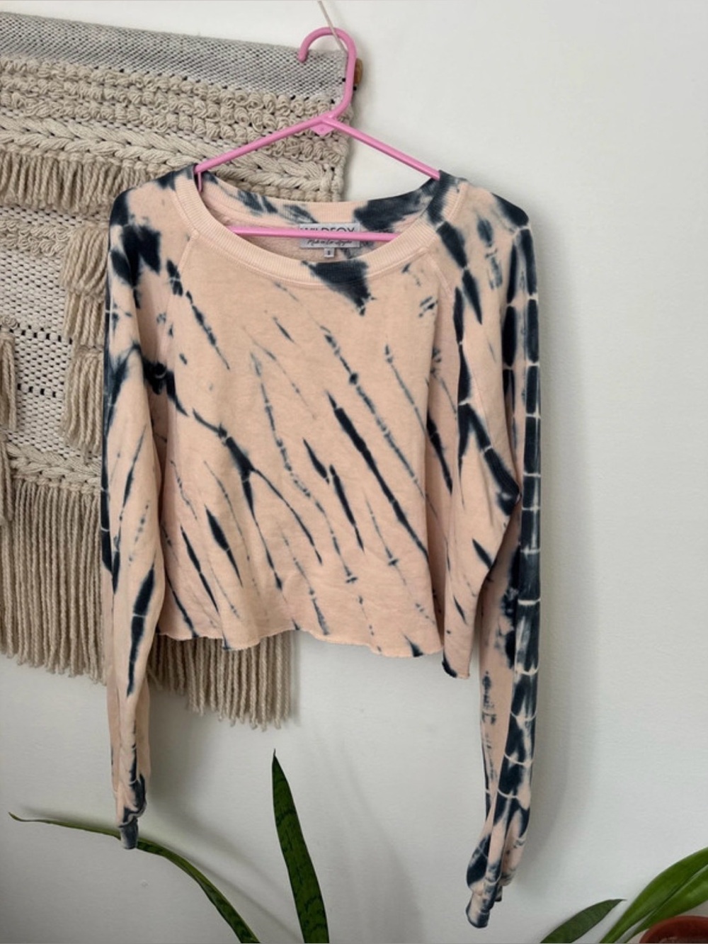 Wildfox Striped Tie Dye Cropped Sweatshirt